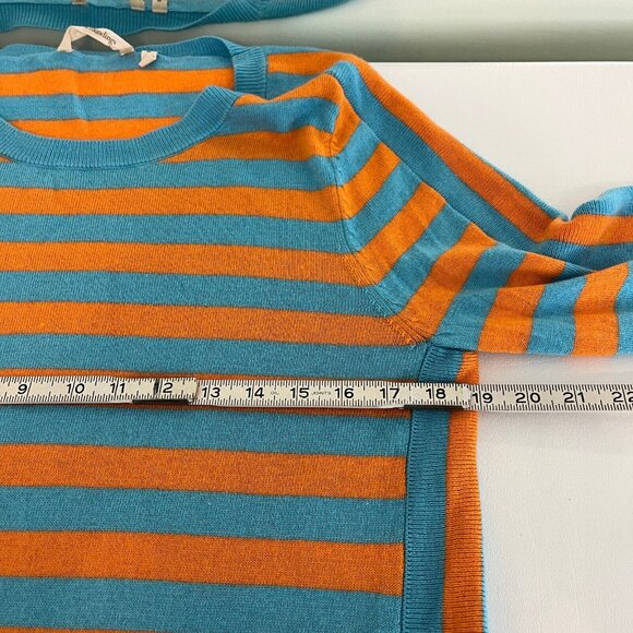 Soft Surroundings Womens Tunic Sweater Size Medium Cashmere Wool Blue Striped - Picture 6 of 9